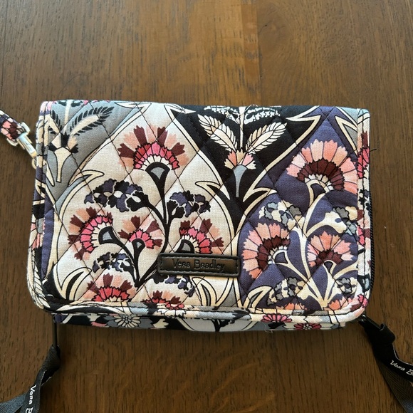 Vera Bradley NWOT wallet crossbody purse floral pink purple white oranate blooms - Picture 5 of 8